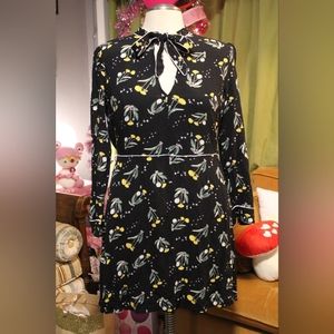 H & M Divided black floral key hole dress mini